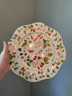 Julia Bullmore English Meadow Ceramic Decorative Plate 13" Hand-Painted Floral D